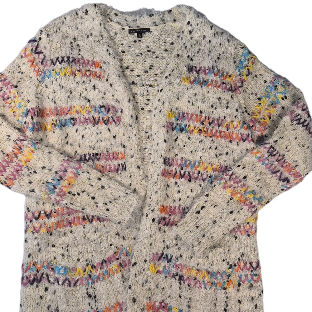 NWOT Staccato Women's Open Front Cardigan Soft Confetti Long Sleeve sz S